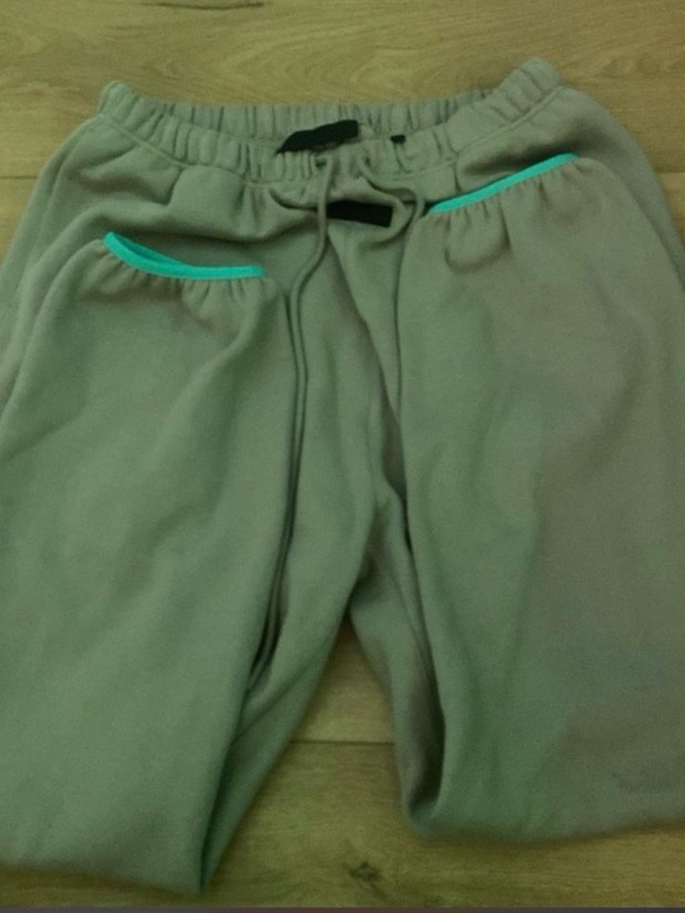 Fear of God Tan Sweatpants with Teal Pocket Trim
